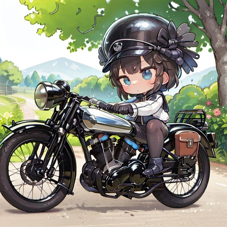 Bluff Superior SS100、(クラシックRiding on motorcycle )、(Vintage Bikes、Bluff Superior SS100)、Isle of Man Races、 (Riding on motorcycle:1.2), Beautiful young woman、1、Beautiful Face, Beautiful and delicate eyes, Black Hair, Short Bob Hair,  Classic Leather Jacket、Cromwell helmet with goggles、After the Rain、English countryside、 Detailed Description、(Highest quality, masterpiece, High resolution)、8k、wallpaper
