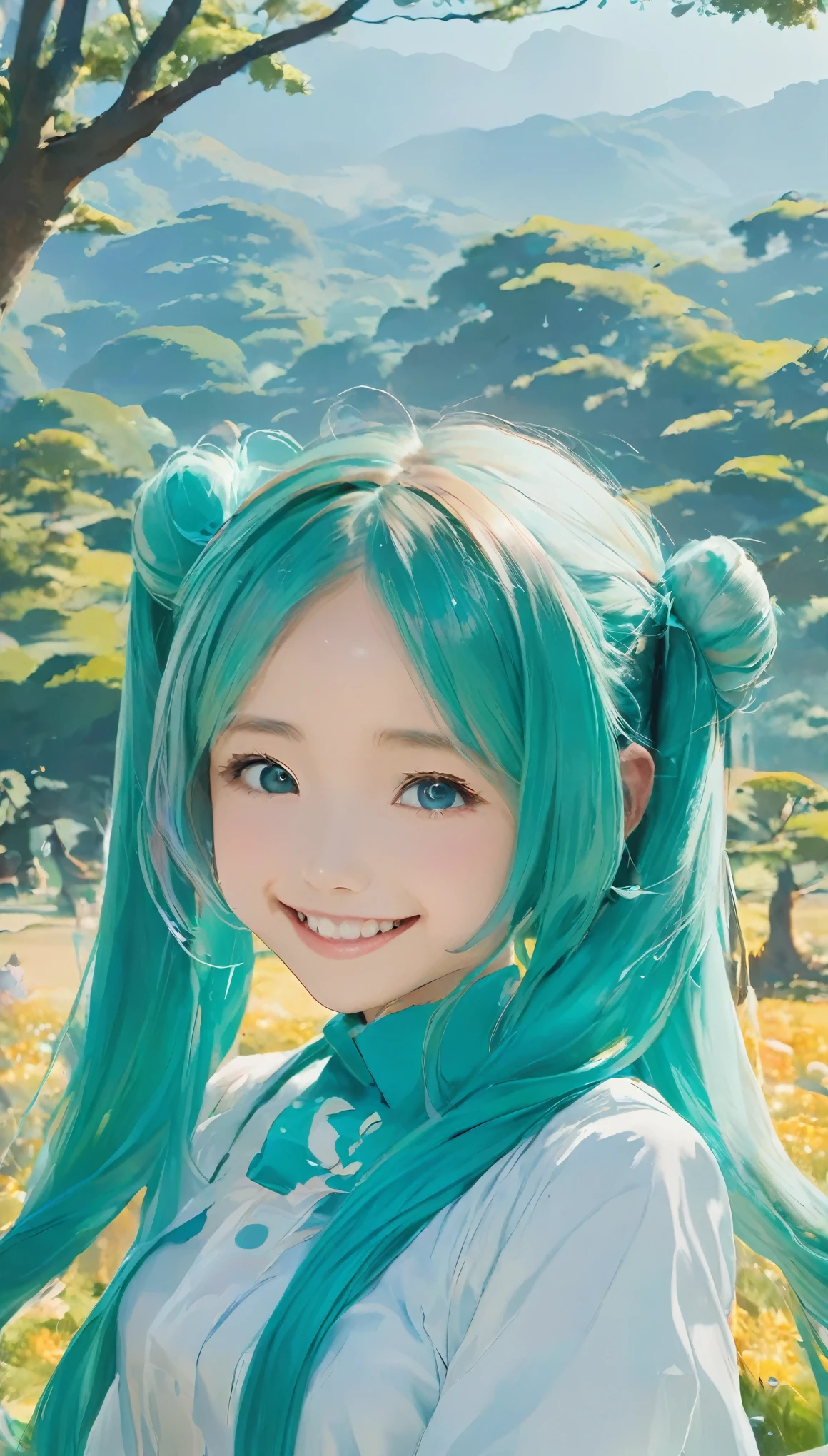 masterpiece、Highest quality、1.woman、20-year-old、Hatsune Miku、seesaw、smile、Surrealism