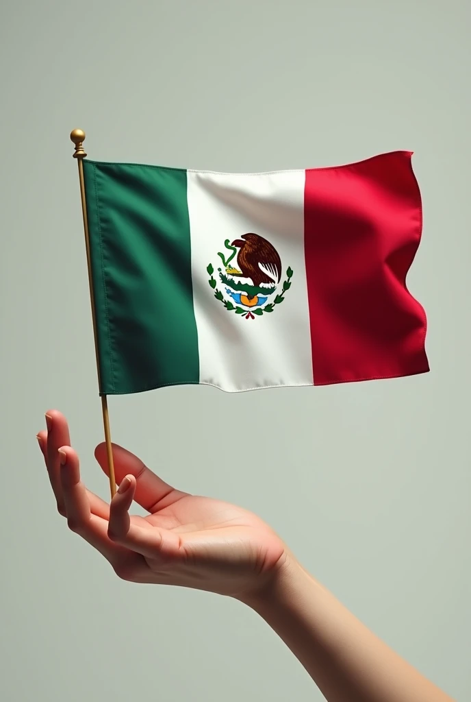 a free hand holding the flag of mexico.