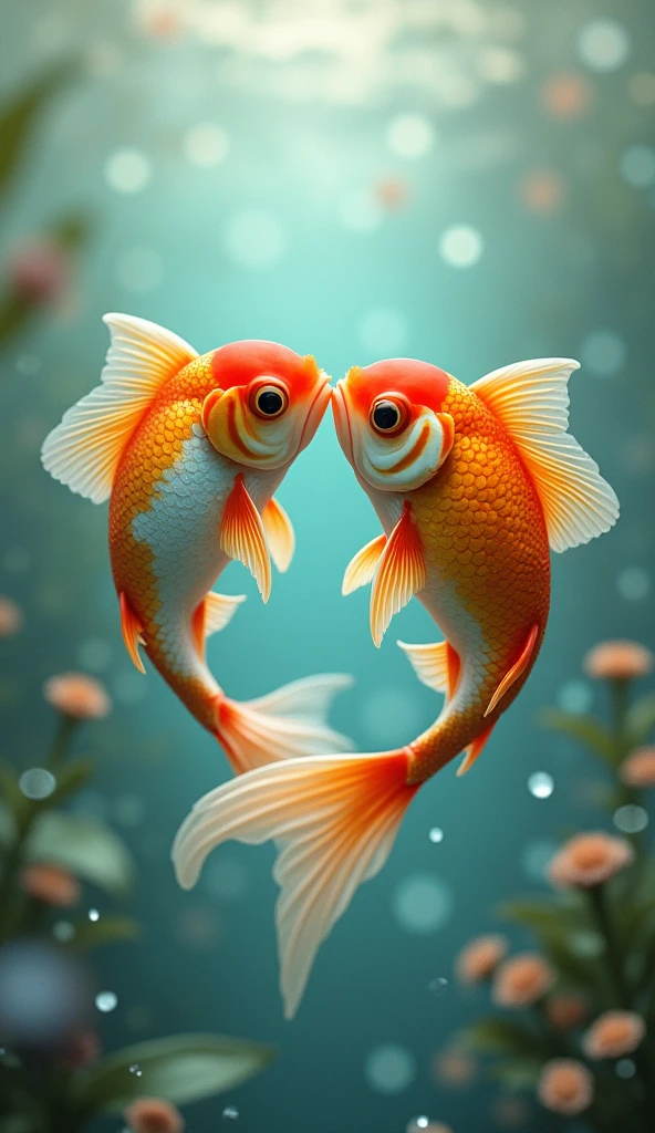 two goldfish that are inlove 