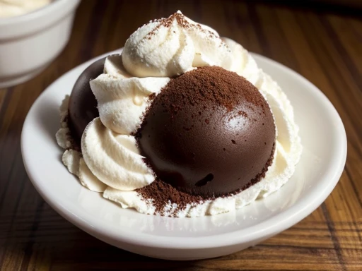 Swiss Dark Chocolate Ice Cream, a pinch of chili powder and cinnamon powder on top of the whipped cream topping.