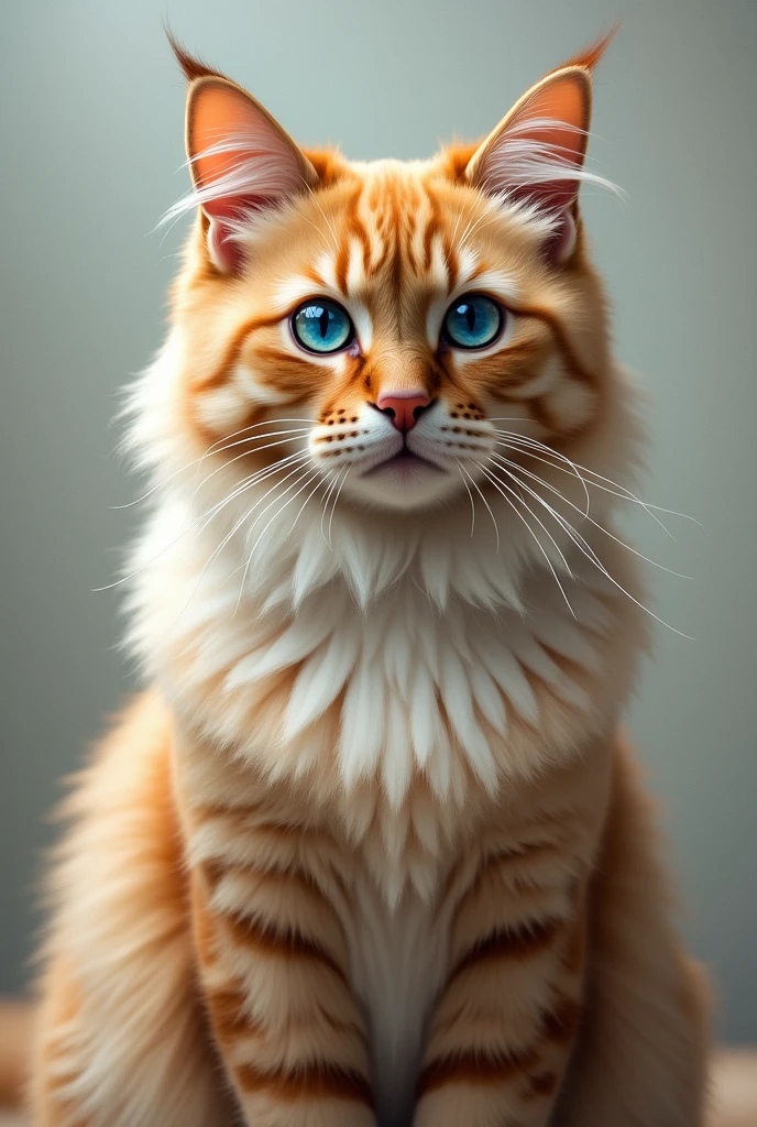 A cat with long honey-colored fur and blue eyes