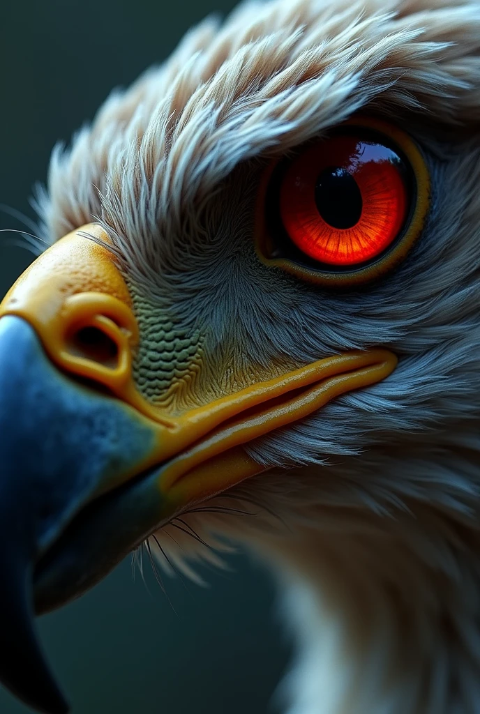 Eagle eye with focus very close to the eye, the eye is red, even closer to the eye

 


