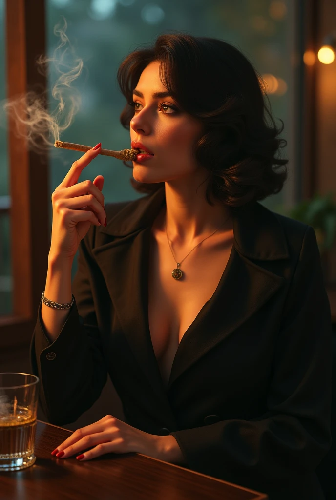 Adult women smoking cannabis herb marijuana cigarette