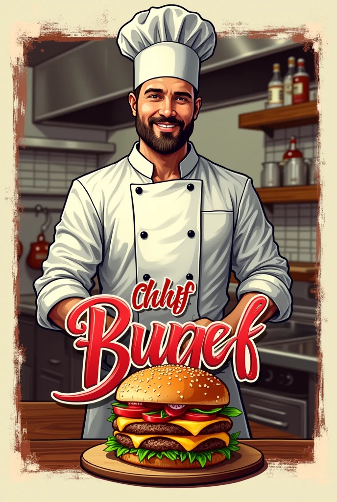 Burger shop logo with Chef Name
