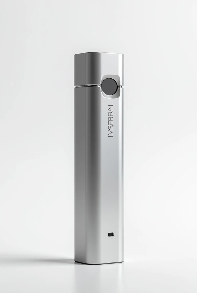 under (electronic cigarette),, silver piece color,, com fundo branco (logo),, brand slogan (Space distributor); front facing piece,, No writing;