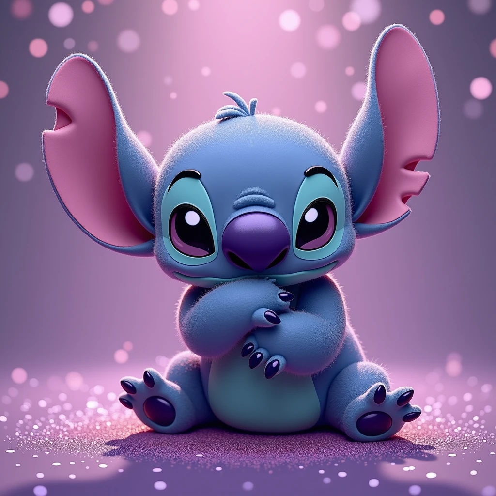 Cutest Purple glitter panda hugging stitch