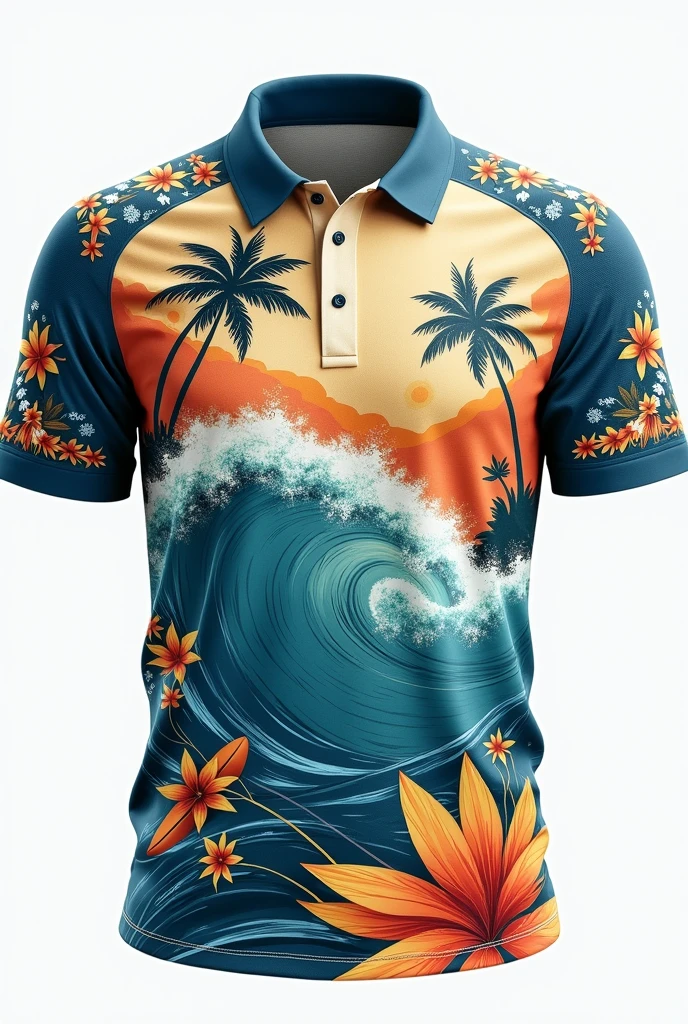 Football-style shirt with a surf theme 