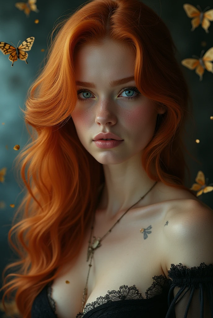 (solo, full body photo:1.3), (action packed:1.3), (haze, fog, mist:1.3), chiaroscuro, best quality, photorealistic, 1woman, (cute), (24yo:1.2), redhead, long ginger hair highly detailed, 1700'S, digital photography, art by artgerm and ruan jia and greg rutkowski surreal painting gold butterfly filigree, broken glass, (masterpiece, sidelighting, finely detailed Fashionable eyes: 1.2) (perfect oval large eyes that gazes at the viewer), beautiful detailed face, blue gorgeous perfect eyes, (blonde hair ponytail), (attractive young woman:1.3), (thick amazing hair), (seductive:1.1), (blushing:1.1)
