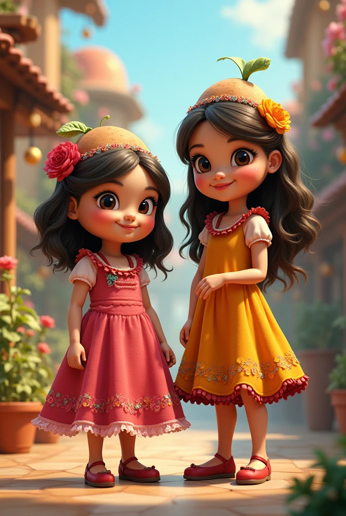 Mr and Mrs Potato being two girls wearing a Pixar esilo dress