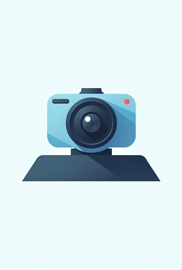 A simple flat color vectorized logo icon such as black and light blue has to be minimalist, the image should represent the lens of a video camera on top of a car using flat colors without any shadows or effects. This logo will be used for a dash cam