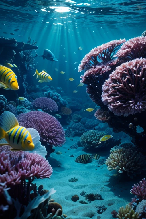 seabed, deep sea, squid, octopus, Vibrant marine life, Calm and tranquil underwater environment, Ultra-realistic, 8k, Realistic, Cinema Lighting, Stunning colors, masterpiece
