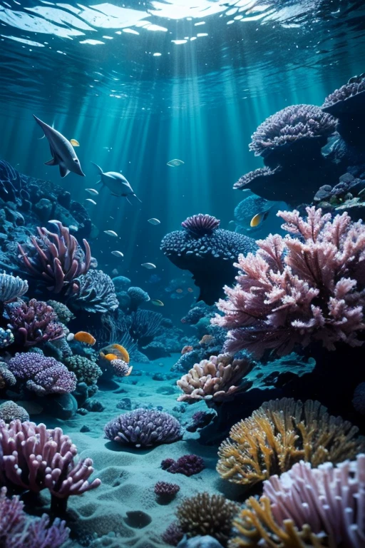 seabed, deep sea, squid, octopus, Vibrant marine life, Calm and tranquil underwater environment, Ultra-realistic, 8k, Realistic, Cinema Lighting, Stunning colors, masterpiece
