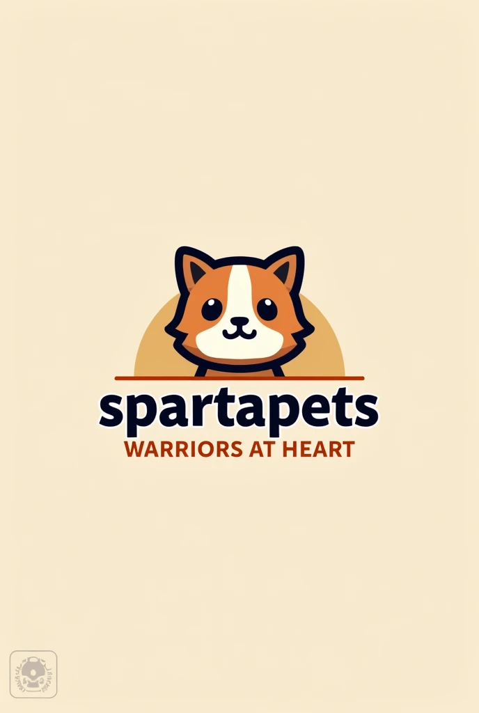 I need a logo for a pet store called Spartapets, This one has a slogan that says warriors at heart, I want it to be friendly, Simple, Easy to remember, that shows strength but tenderness and care