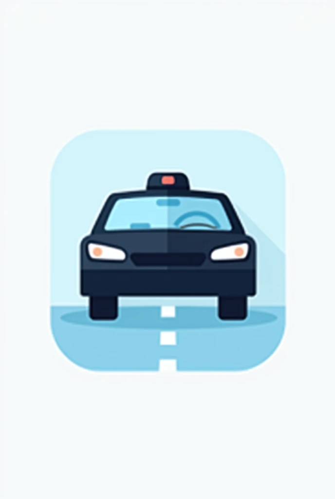 A simple flat color vectorized logo icon such as black and light blue has to be minimalist, the image should represent the lens of a video camera on top of a car using flat colors without any shadows or effects. This logo will be used for a dash cam