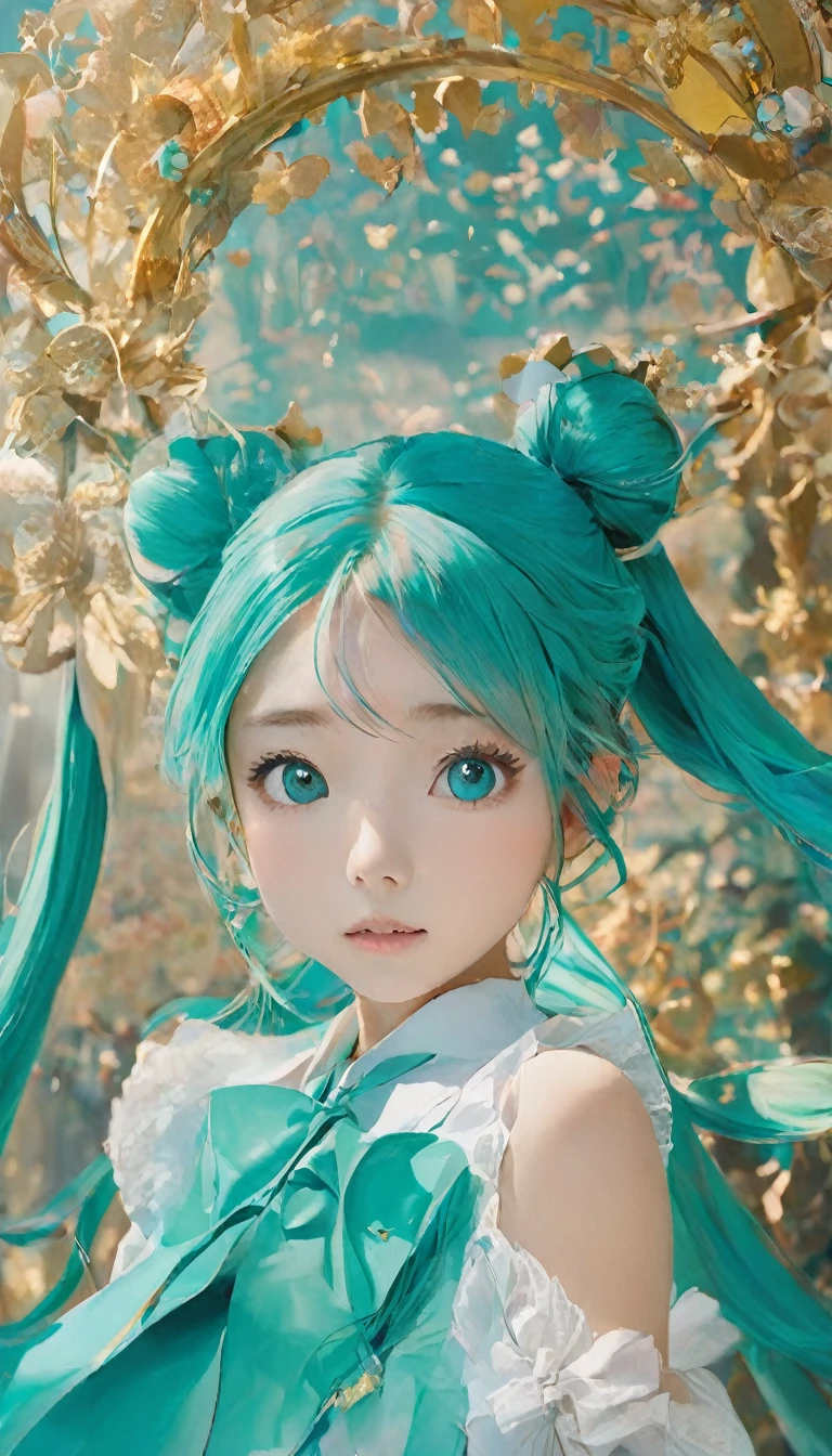 masterpiece、Highest quality、1.woman、20-year-old、Hatsune Miku、Commemorative photo、Surrealism