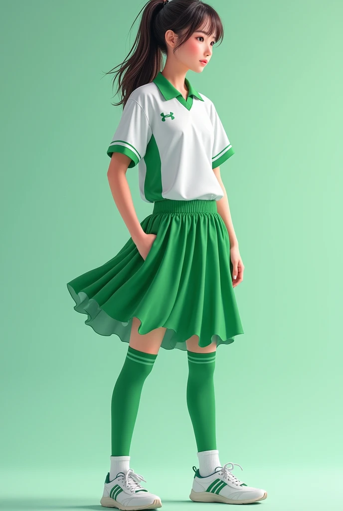Generates a green and white skirt in alternating stages from the start of the skirt for school olympics uniform other than anime images