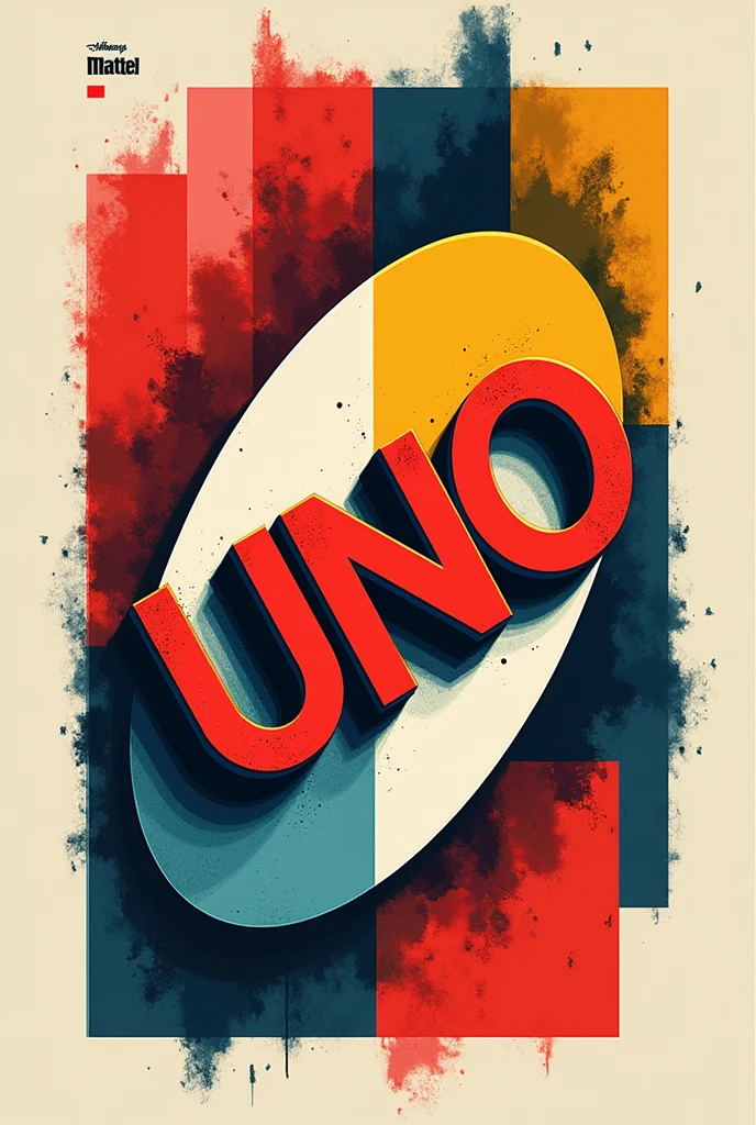 completely abstract poster representing Mattel's UNO card game