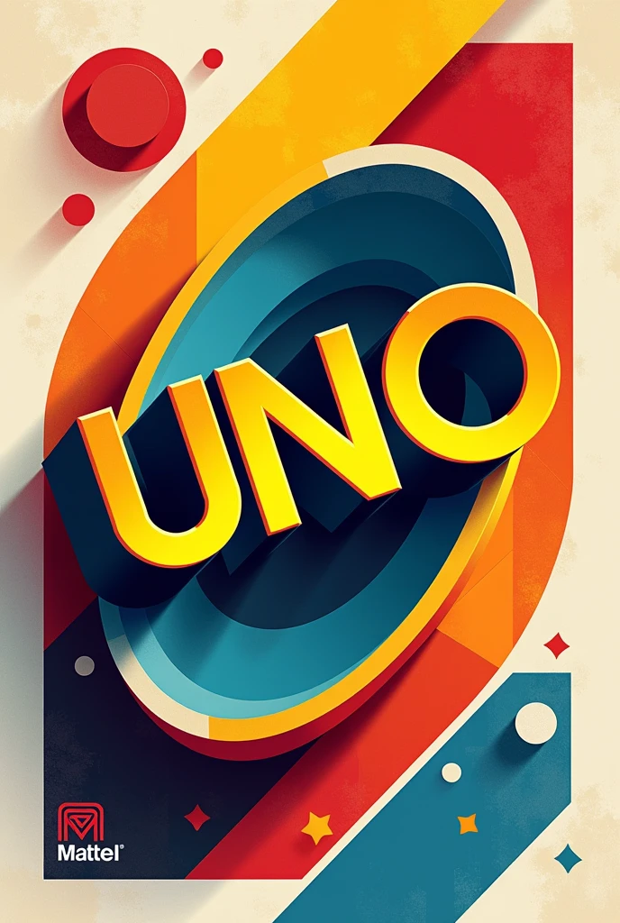completely abstract poster representing Mattel's UNO card game