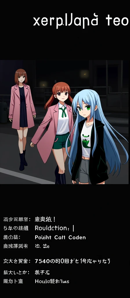 It's the sketch but instead of a woman and a man, that they are two women, One with blueish hair with green and black and long short hair wearing gray shorts, a white cat shirt and a black hooded jacket, Me with short, copper-red hair and a half ponytail, a pink trench coat and a short black dress with black boots