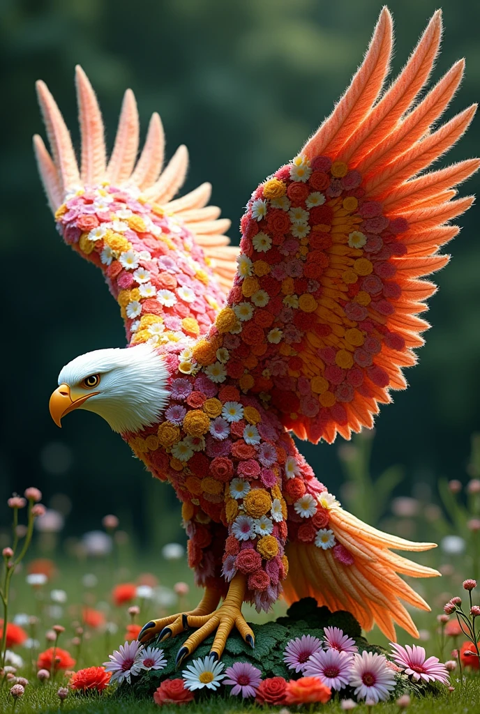 Eagle made of flowers