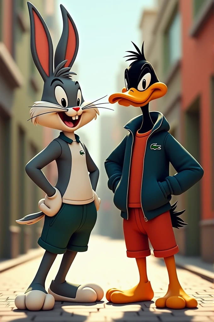 Bugs Bunny and Daffy Duck wearing Lacoste clothes