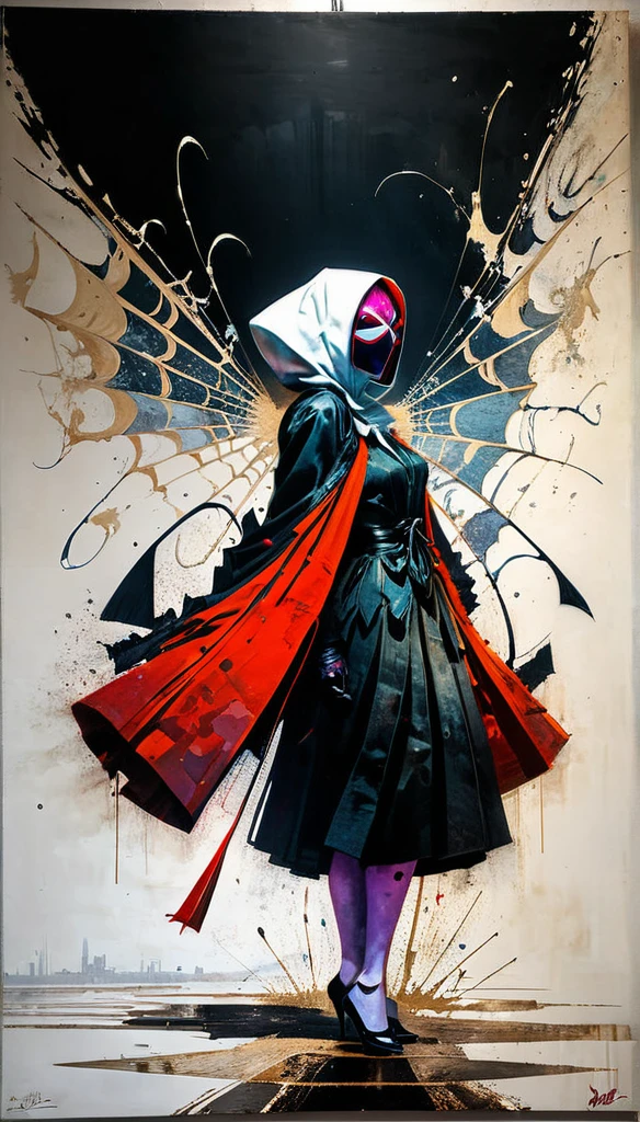 by Tsutomu Nihei,(violent but extremely beautiful:1.4),(masterpiece, best quality:1.4),in the style of nicola samori,dancing,Spider Gwen,posing with attitude, Ukiyo-e Art,ColorART,colorful ,in the style of esao andrews,esao andrews style,esao andrews art,esao andrews