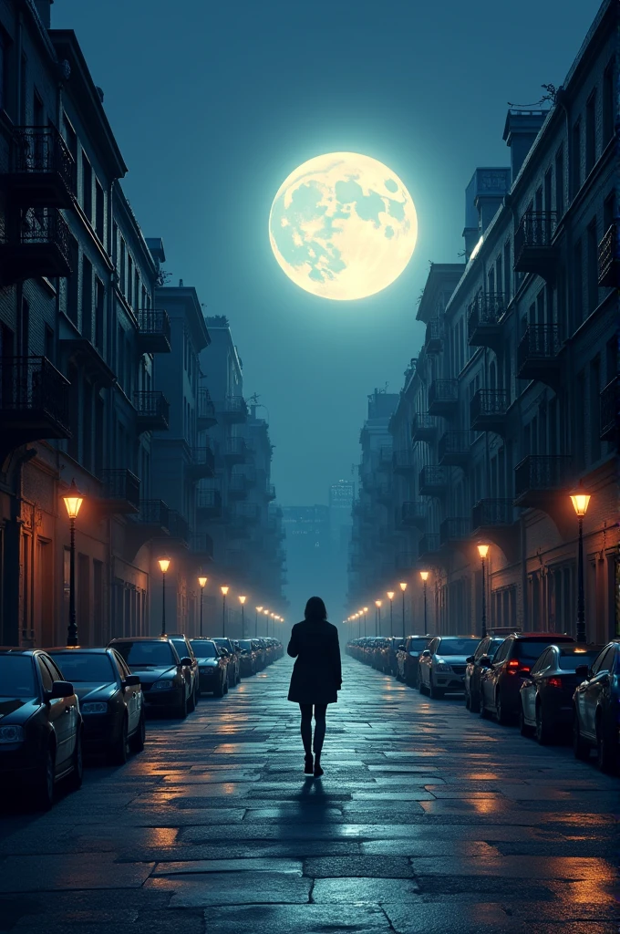 Beautiful full moon on the street