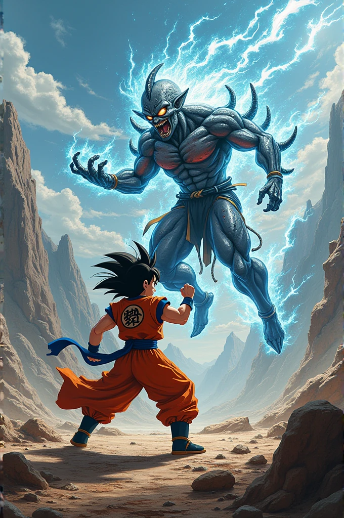 Generates Goku from Dragon Ball fighting against Sukuna from Jujutsu Kaisen