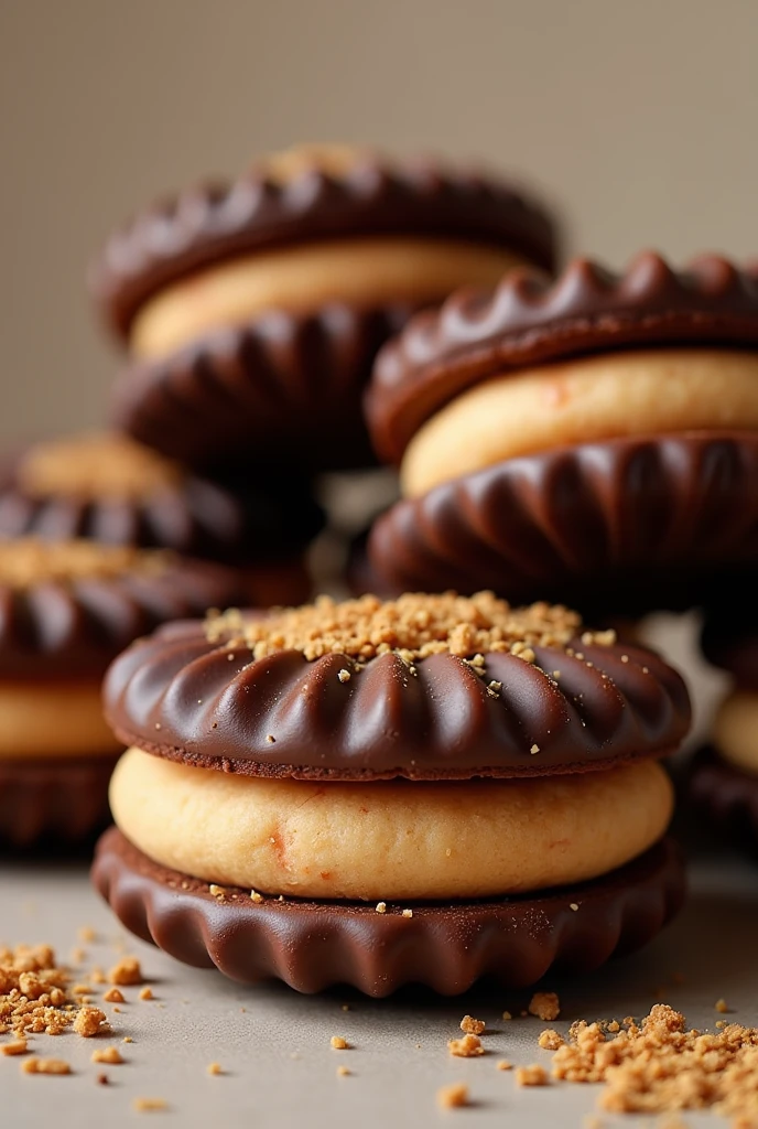 Advertisement to sell artisan alfajores covered in chocolate with flavors -Peanut Butter, Almond, Cherry, Mint, Orange, Toffee $500 per unit