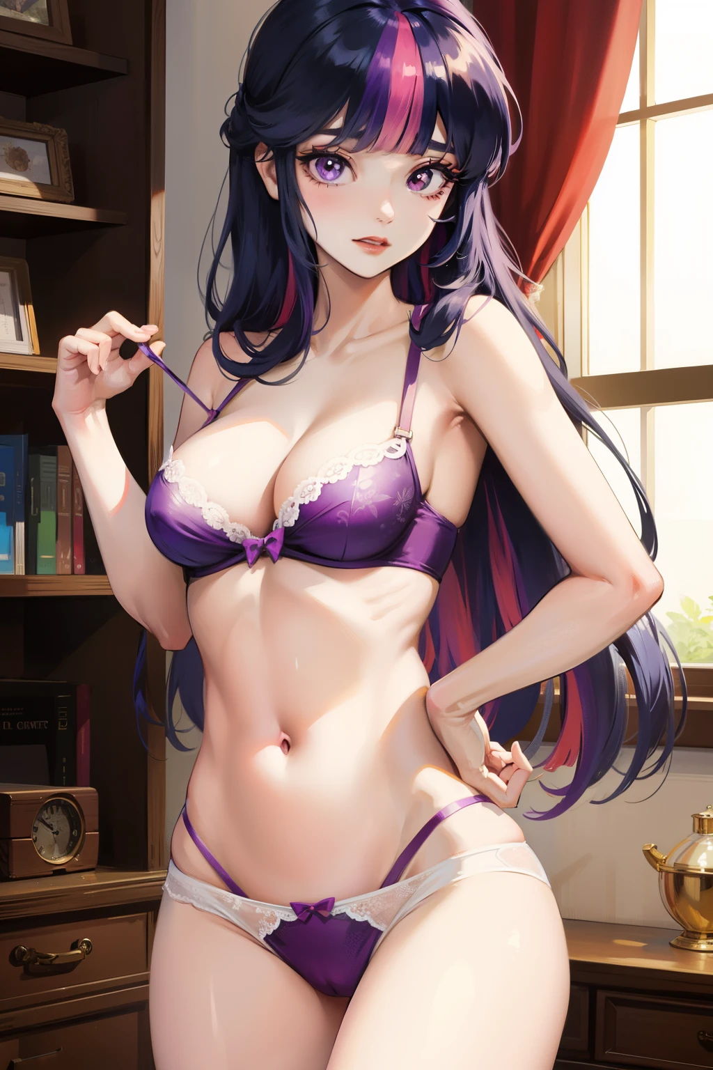 a sexy twilight sparkle with underwear ,medium breasts. 