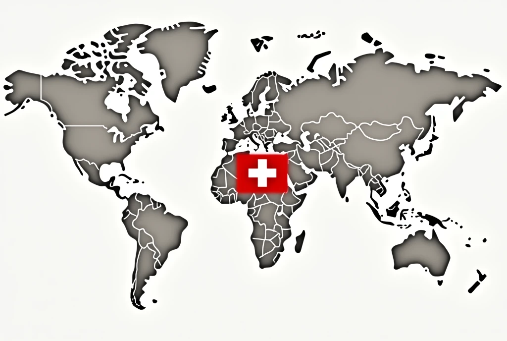 show the location of switzerland on the world map with the names of the countries next to it