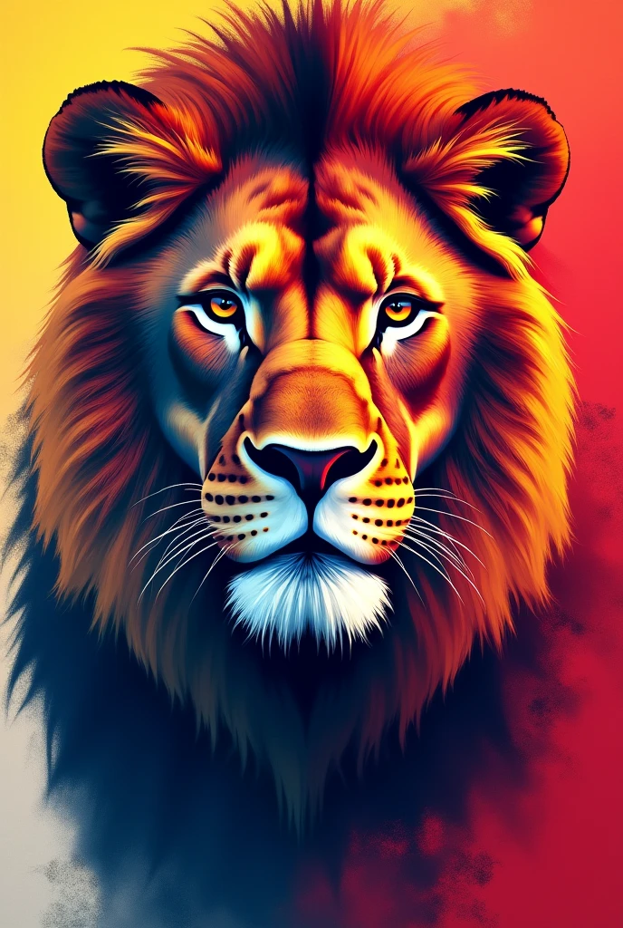 Create a lion face with primary colors