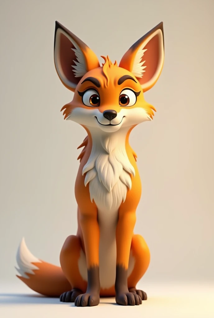 Animated coyote standing with fearless face