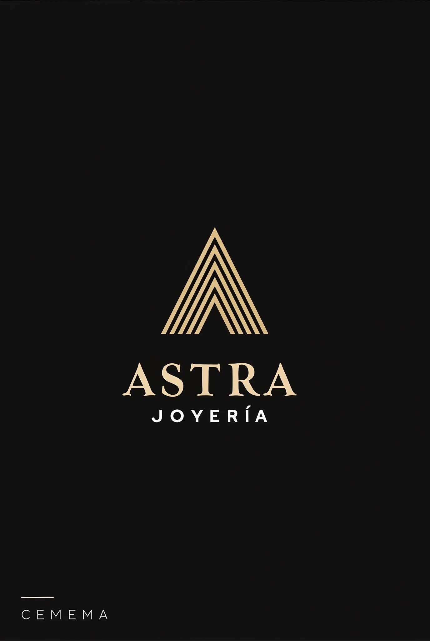 Create a logo for a jewelry business called Astra Jewelry focused on men and women that sells high-quality jewelry, With modern and innovative design and style of high value, place jewelry in Spanish, do it with black and gold colors 