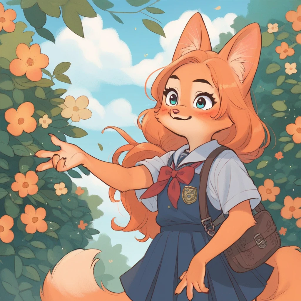 masterpiece:1.2, best quality, isacrossing, topknot, green cardigan, white shirt, blue skirt, red ribbon, checkered pattern, anthro, furry, furry female, forest, picking flowers, basket, smiling,  <lora:isabelleAnimalCrossingV2:0.8> <lora:styleDagashiDaga2626_e04:0.6>