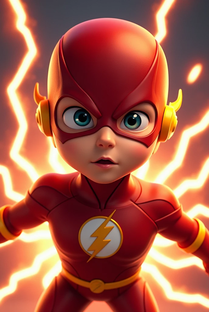 Super hero flash face with lightning in backgroundless cartoon