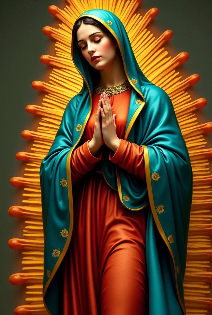 ((Cinematic photo of a beautiful and (((VIRGIN MARY OF GUADALUPE. .  Art by: JOAQUIN SOROLLA, THE GRECO, WILLIAM  ADOLPHE  BOUGUEREAU))) in full Colors. full body. Hello poster, Noah Bradley, Luis Royo, Tuomas Korpi, Neil Blevins,  screen print, pastel colors, cinematic, elegant, intricate, 8k, trending on artstation, concept art, sharp focus, illustration, hyper), (Beautifully Color Graded), Unparalleled Quality, Hard Surface Modeling), American Tonalist, Expression of Determination, (Iridescent), CANON-Eos-C300-ƒ4-15mm, Colorful, Surrealist Surprise), Infrared Unseen, (Impressionist Oil Art), Victorian Elegance, Elegant Perfectionism), Beautiful,  Post-processing, Photographed by a Nikon Z7 II Camera