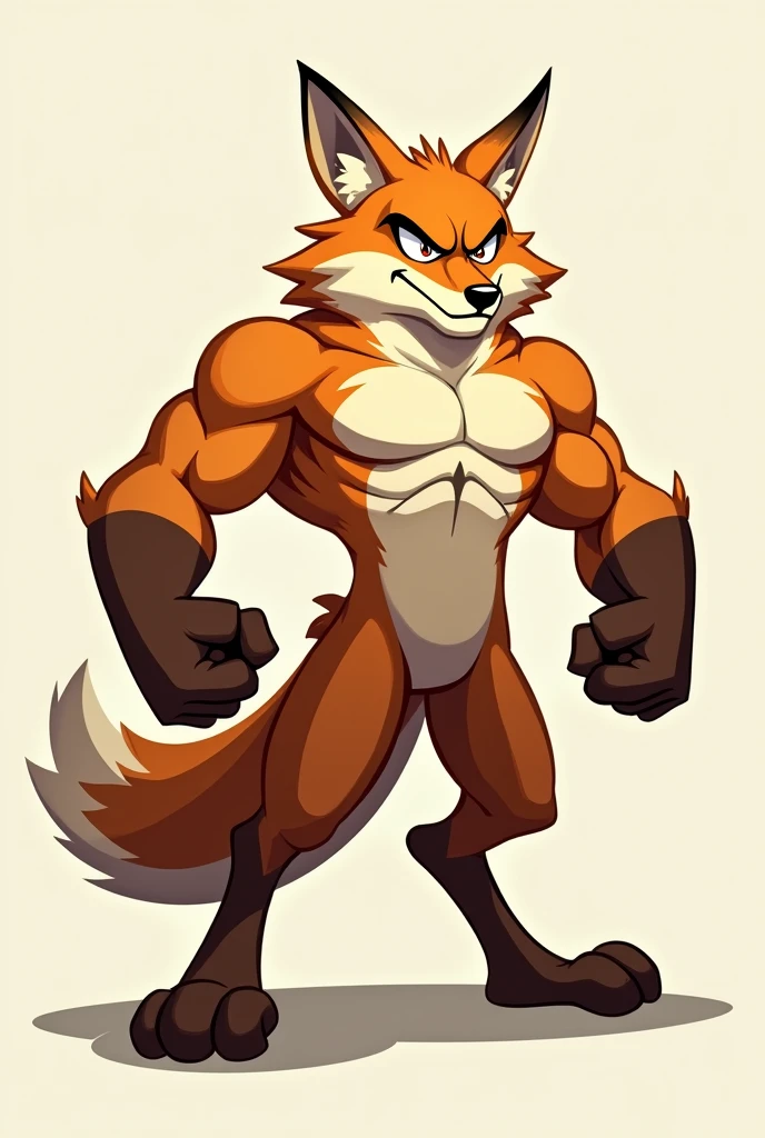 Strong animated coyote standing with fearless face