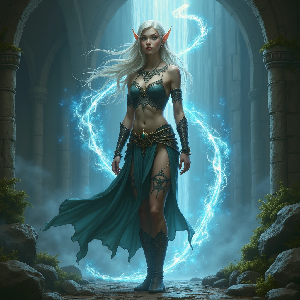 An elven female warrior protected by the water spirit.、Dungeons＆Dragons