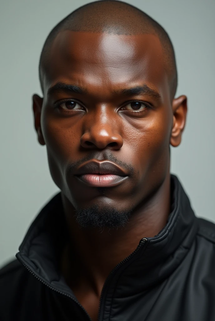 face of a black man, shaven hair