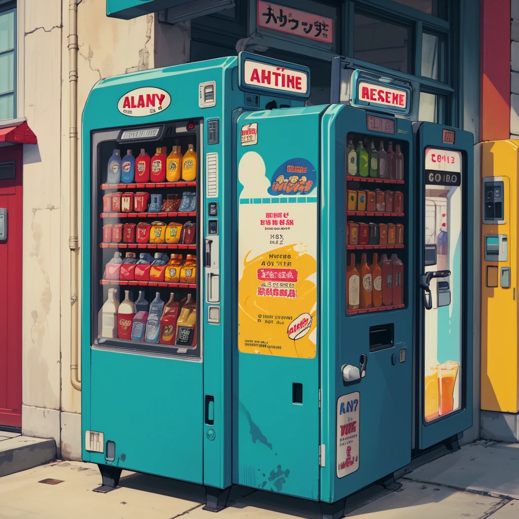 Alley, one DRINK VENDING MACHINE, retro style
