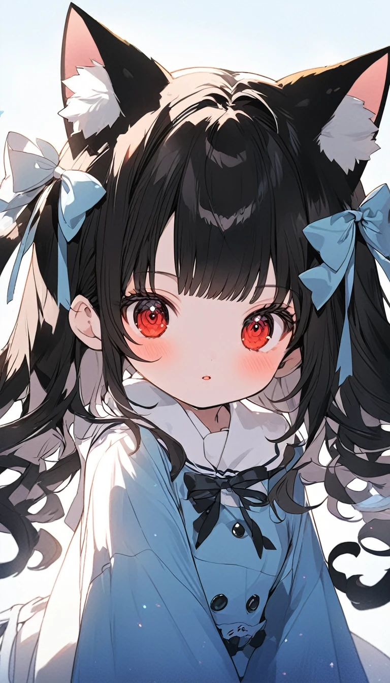 masterpiece, anime girl with horns and horns on the head, beautiful anime cat girl, anime girl with cat ears, cute anime cat girl, anime cat girl, (anime girl), girl with cat ears, an anime girl, demon anime girl, anime girl, very beautiful anime cat girl, cat girl, cute anime girl, anime style flat shading, Moe anime art style, Blue gradient background