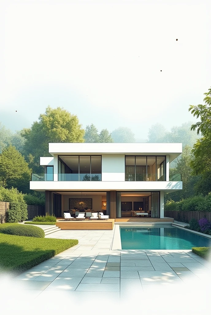 drawn in the form of a colored drawing, an extremely clean house