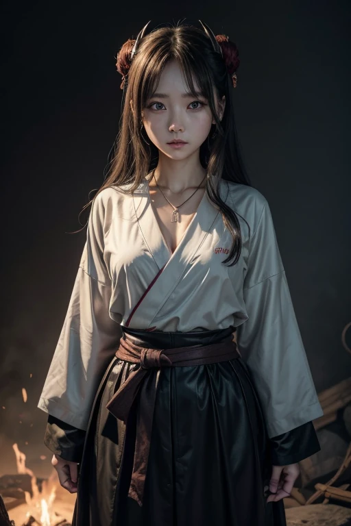 Female ghost (Oni Woman)

Appearance:
Female ghostは、It has an intimidating appearance that is both powerful and terrifying.。Her skin is、Thicker than a normal human、Has dark red and blue hues、It feels like a hard armor.。額からは鋭い一本Alsoは二本の角が生えており、It symbolizes her dignity.。The eyes shine sharply、Shining red like a flame、It scares the viewer。彼女の髪はblackAlsoは濃い紫色で、shortage々Her beautiful wavy long hair、The way it flutters in the wind is impressive.。

clothing:
Female ghostのclothingは、Many of them are adaptations of traditional Japanese clothing.、そこにshortage々It has elements of beauty and warriors.。Wearing a kimono-style jacket with a thick obi around the waist、The outfit is paired with hakama and leggings for ease of movement.、Overall, it&#39;s a good style for combat.。The edges of the fabric are frayed、It looks like the damaged fabric is still being used.、shortage々It features a unique design。The color is deep red、black、Purple and other colors are the main colors.、Kimono features demon faces and flames、Embroidered with scary motifs such as thunder。

accessories:
accessoriesには、Bones and fangs、金属の鋲などが使われたshortage々Many new designs、It emphasizes her fighting power and dignity.。In her ears she has large metal earrings、Wearing a fang necklace、腰には重い鎖やarmsをつけた帯を巻いています。Also、Her horns and arms、Runes and spells are engraved on it to amplify its magical power.、Further increasing combat power。

arms:
Female ghostは、大きな金棒や斧をarmsとして持ち、Demonstrate your strength on the battlefield。For the metal bar、It is engraved with the demon&#39;s symbol to symbolize her power.、The axe is sharpened、Emphasizing her warrior side。これらのarmsは彼女の手に渡ることで、This makes it even more frightening.。

Pause:
Female ghostのPauseは、He is often depicted ready for battle.。With a metal club in one hand and a shoulder strap、With the other hand, he points a finger at the other person as if provoking them.、足を踏みしめて地面を揺るがせるような力強いPauseが特徴的です。Behind、Showing her battle scars、Burning flames and collapsing mountains々is drawn、Her overwhelming strength is emphasized.。Also、Her intimidating expression and sharp gaze、It represents the determination of a warrior.。

このFemale ghostは、Not just strong、A being that possesses both the power of a demon and the wisdom of a human.、She is a very dangerous and fearsome opponent to anyone who challenges her.。