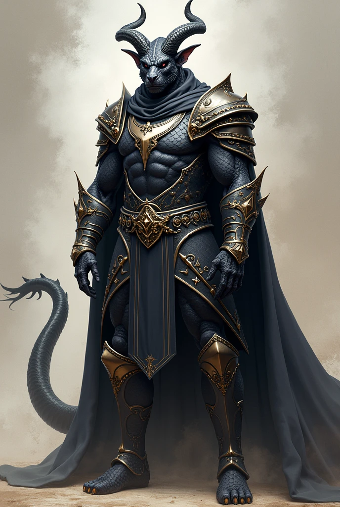 Black dragonborn, male, horns, solo portrait, tail, buff, paladin clothes, (masterpiece), art by greg rutkowski