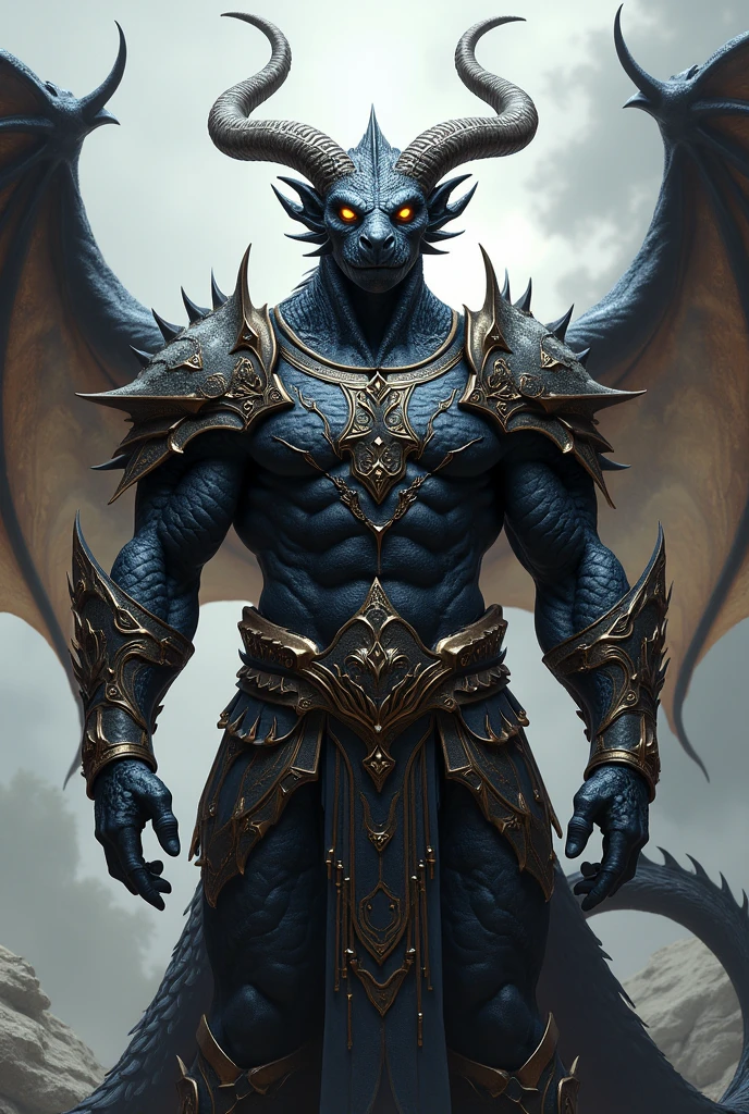 Black dragonborn, male, horns, solo portrait, tail, buff, paladin clothes, (masterpiece), art by greg rutkowski