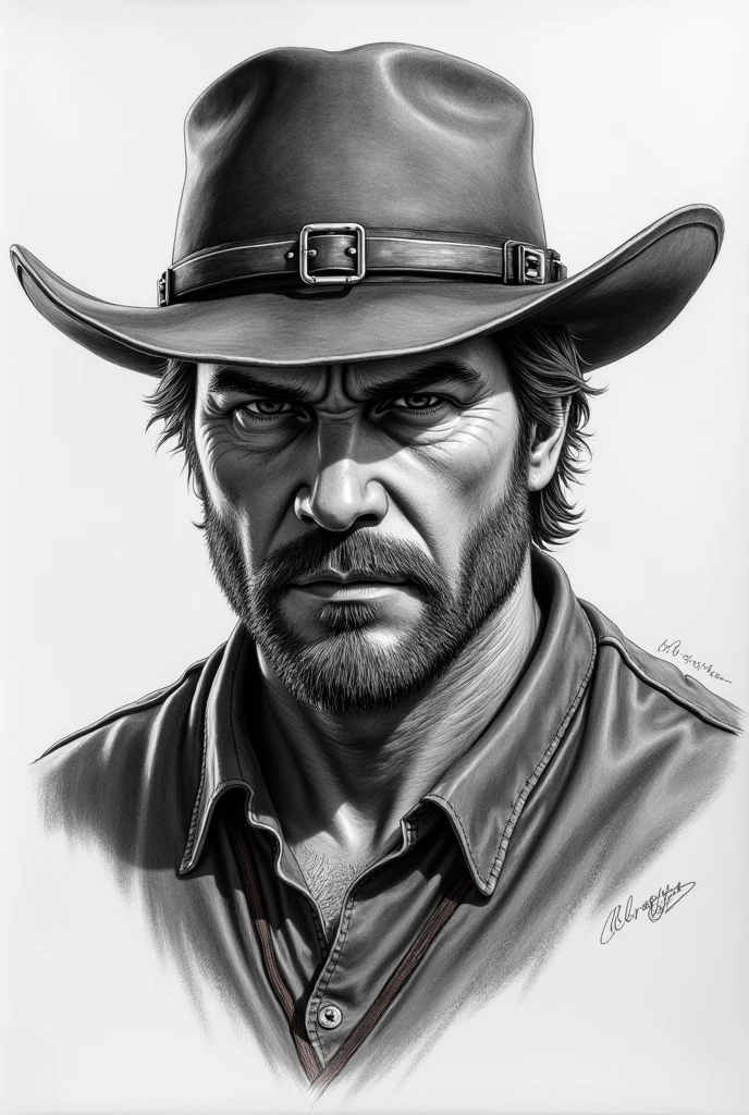 arthur Morgan drawing in a pencil