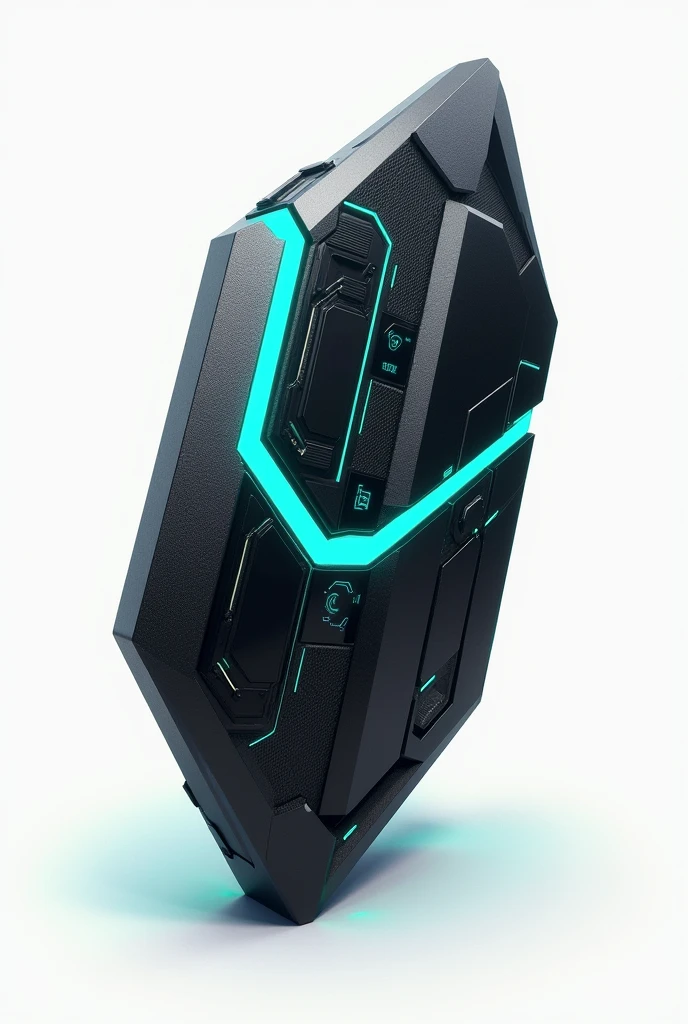 Highly detailed black and cyan futuristic dynamite with white background