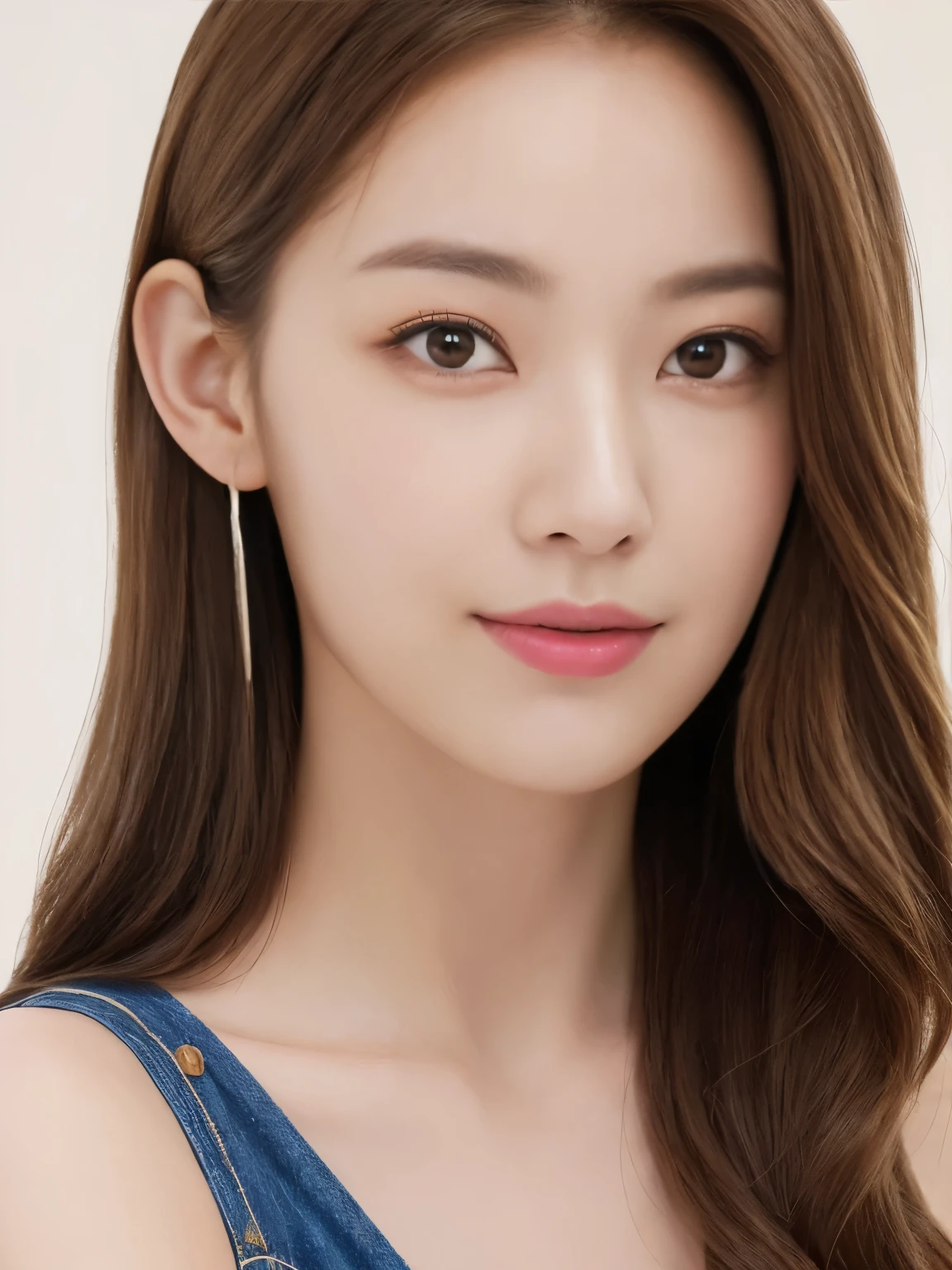 (highest quality、16K high resolution、Super detailed、masterpiece、Live shooting、realistic:1.5、hyper realism:1.5、sharp focus、very delicate and beautiful、small details, bust shot), 3 Japanese woman, 160cm tall, 50kg, bust 84cm, waist 59cm, hips 86cm, heart-shaped face with a pointed chin, shoulder-length layered brown hair styled with soft waves, groomed eyebrows, large expressive brown eyes, a straight nose, full smiling lips, wearing a yellow floral blouse, blue jeans, silver hoop earrings, a few faint freckles adding youthfulness, an overall warm and approachable demeanor, {{{{resembling actress Aya Omasa}}}}